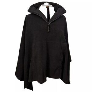 St. John Bay. One Size. Asymmetric Fleece Poncho Cape. Black. Neck Zip. B111